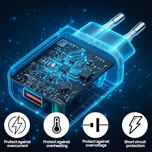 18W Chargeur Rapide avec Câble Type C 1,5M,Chargeur USB-c Compatible Xiaomi Note9,Samsung,Oppo,Google,Motorola,Realme,HTC,Sony,Chargeur Type c, pour Honor Lite, Huawei Lite – Image 5