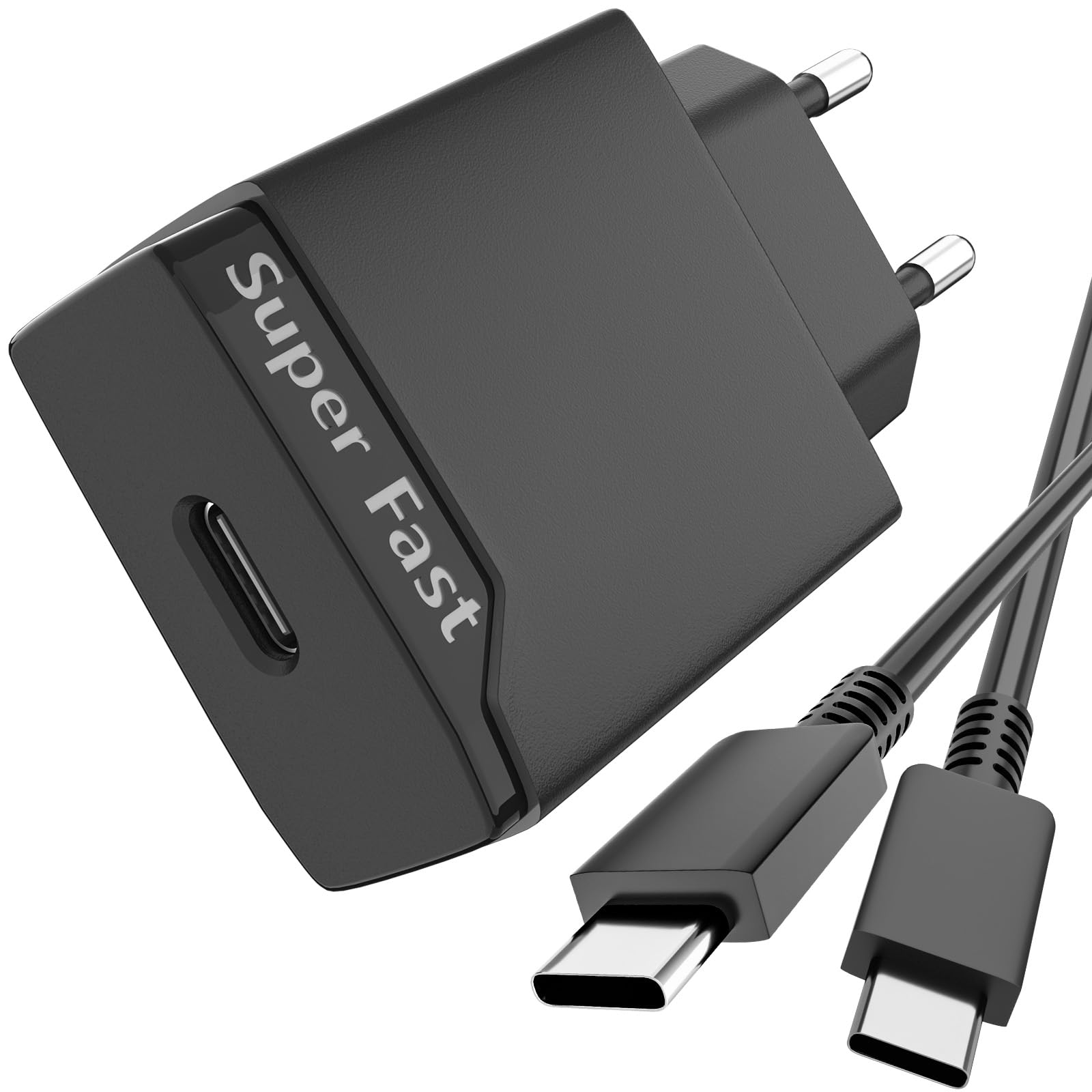 25W Chargeur Rapide Compatible avec Samsung Galaxy Z Flip/Z Fold 7 6 5 4 3, A17 S25 Edge S24 S23 S22 S21 FE A06 5G A05s A26 A16 A55 A52s, Prise USB C Adaptateur Secteur avec Câble Type C