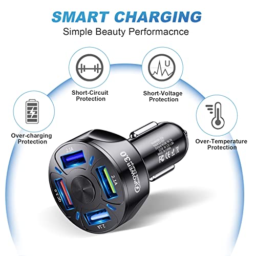 4 Ports Chargeur Voiture USB Téléphone Portable, Chargeur Allume-Cigare Accessoires Compatible avec Tablette, iPhone,Samsung – Image 5