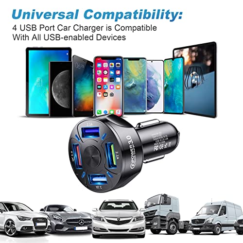 4 Ports Chargeur Voiture USB Téléphone Portable, Chargeur Allume-Cigare Accessoires Compatible avec Tablette, iPhone,Samsung – Image 6