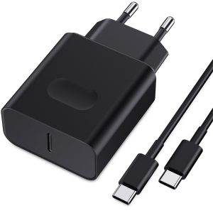 45W Chargeur USB C Secteur Charge Rapide pour Samsung Galaxy S25/S24/S23/S22/S21 Ultra/S20/S20+/Note 20/10/9/8/A73/A53/A52/S10/S9 et 2M Câble, Nanaisse Adaptateur Type C Mural Alimentation Prise Noir