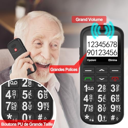 4G Téléphone Portable Senior Débloqué avec Grandes Touches | 1.8" LCD Écran | Haut Volume | Telephone pour Personne Agées avec Bouton SOS | Radio FM| Lampe Torche | Station de Charge | Fente Nano SIM – Image 5