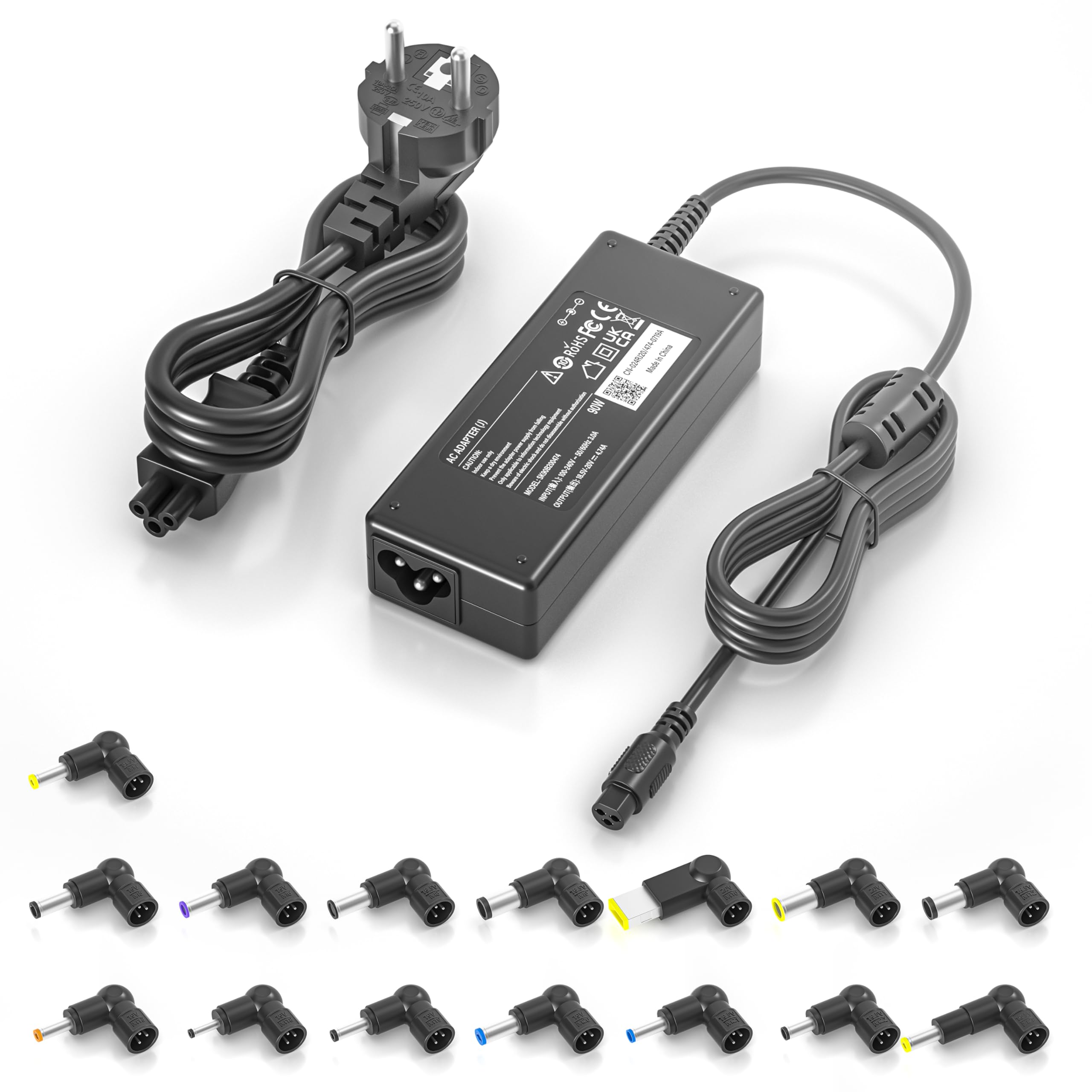 90W Chargeur Universel PC Ordinateur Portable pour HP ASUS Lenovo Acer Dell Sony Samsung Gateway MSI Medion Notebook Ultrabook Chromebook Câble d'alimentation avec 15 Connecteurs