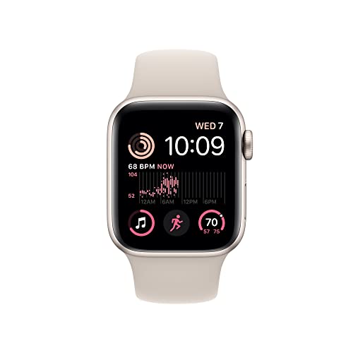 Apple Watch SE (2ᵉ Génération) (GPS, 40MM) Boîtier en Aluminium Lumière Stellaire avec Bracelet Sport Lumière Stellaire - Regular (Reconditionné) – Image 3