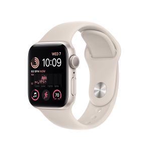 Apple Watch SE (2ᵉ Génération) (GPS, 40MM) Boîtier en Aluminium Lumière Stellaire avec Bracelet Sport Lumière Stellaire - Regular (Reconditionné)