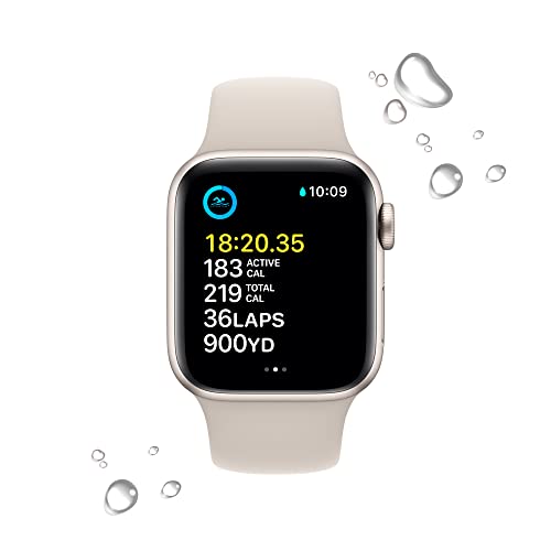 Apple Watch SE (2ᵉ Génération) (GPS, 40MM) Boîtier en Aluminium Lumière Stellaire avec Bracelet Sport Lumière Stellaire - Regular (Reconditionné) – Image 5