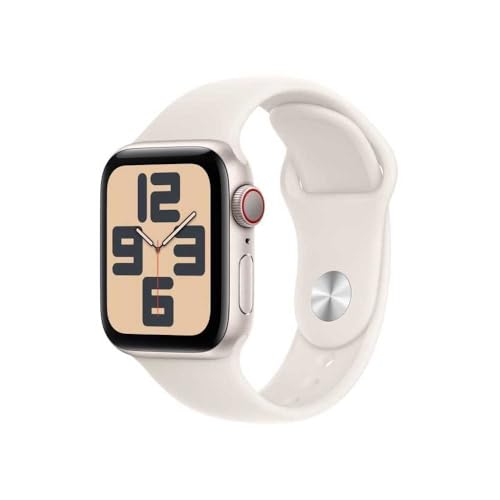 Apple Watch SE (2ᵉ gén) 40 mm GPS + Cellular Montre connectée avec Boîtier en Aluminium lumière stellaire et Bracelet Sport lumière stellaire (S/M). Suivi activité et Sommeil, détection Accidents – Image 2