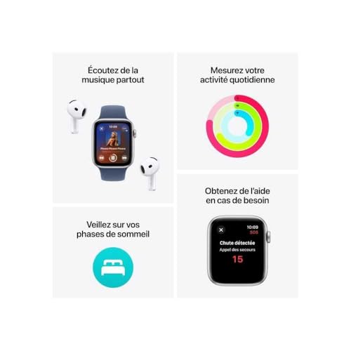 Apple Watch SE (2ᵉ gén) 40 mm GPS + Cellular Montre connectée avec Boîtier en Aluminium lumière stellaire et Bracelet Sport lumière stellaire (S/M). Suivi activité et Sommeil, détection Accidents – Image 4