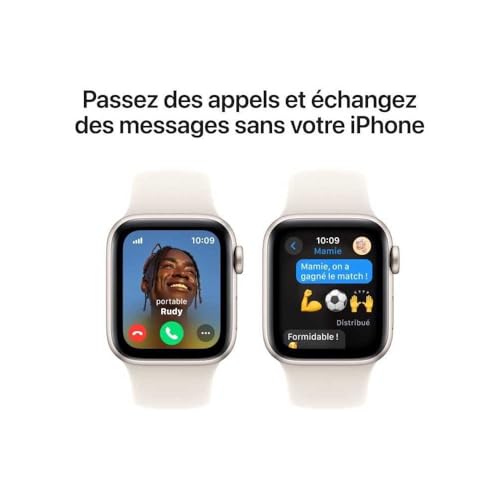 Apple Watch SE (2ᵉ gén) 40 mm GPS + Cellular Montre connectée avec Boîtier en Aluminium lumière stellaire et Bracelet Sport lumière stellaire (S/M). Suivi activité et Sommeil, détection Accidents – Image 5