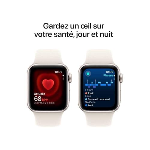 Apple Watch SE (2ᵉ gén) 40 mm GPS + Cellular Montre connectée avec Boîtier en Aluminium lumière stellaire et Bracelet Sport lumière stellaire (S/M). Suivi activité et Sommeil, détection Accidents – Image 6