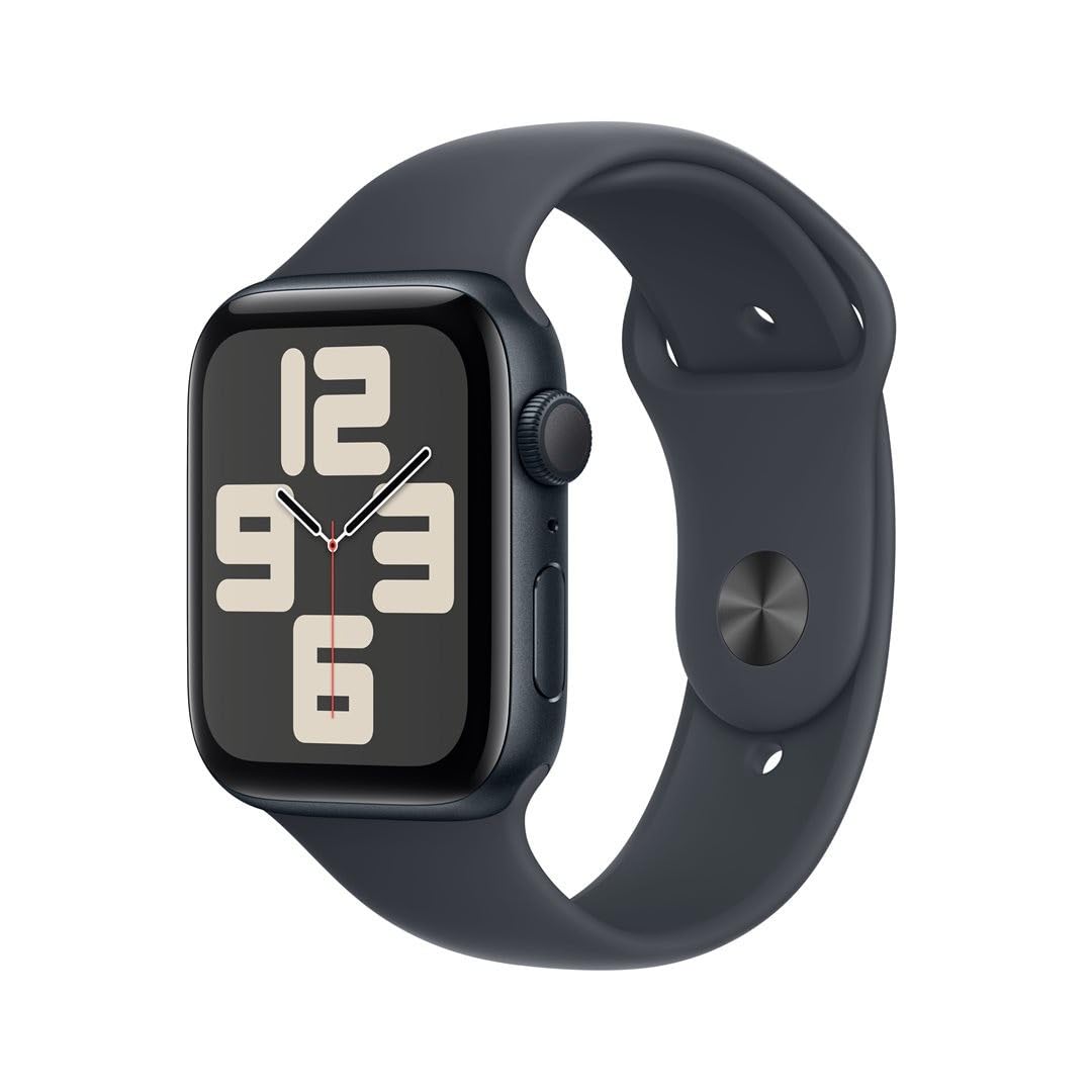 Apple Watch SE (2ᵉ génération) 44 mm GPS Montre connectée avec Boîtier en Aluminium Minuit et Bracelet Sport Minuit (M/L). Suivi activité et Sommeil, détection Accidents, Suivi fréquence Cardiaque