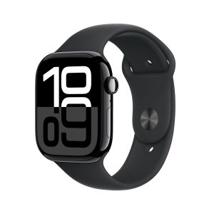 Apple Watch Series 10 (46 mm GPS + Cellular) Montre connectée avec Boîtier en Aluminium Noir de Jais et Bracelet Sport Noir (M/L). (Reconditionné)
