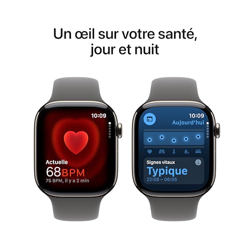 Apple Watch Series 10 (46 mm GPS + Cellular) Montre connectée avec Boîtier en Titane Naturel et Bracelet Sport Gris minéral (M/L). Suivi de l’activité Physique, app ECG, écran Retina Toujours activé – Image 6