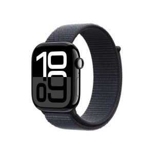 Apple Watch Series 10 (46 mm GPS) Montre connectée avec Boîtier en Aluminium Noir de Jais et Boucle Sport Encre Violette. Suivi de l’activité Physique, app ECG, Neutre en Carbone