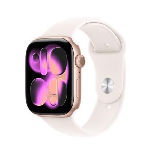 Apple Watch Series 11 [GPS 46 mm] Montre connectée avec boîtier Or Rose et Bracelet Sport Rose Tendre. Score de Sommeil, Moniteur d’activité, Suivi de la santé, écran Toujours activé