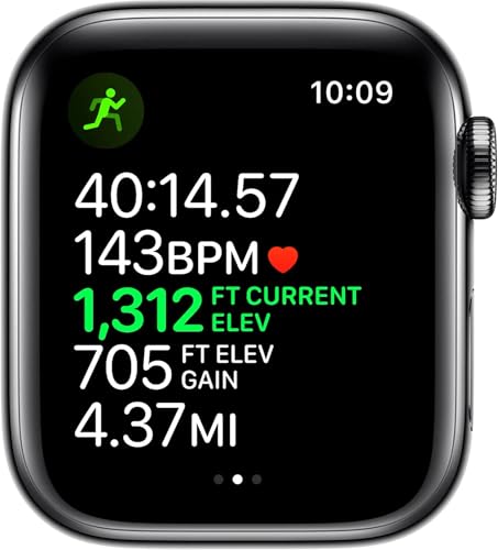 Apple Watch Series 4 (GPS + Cellulaire, 44MM) - Coque Acier Inoxydable Noir Sidéral avec Bracelet de Sport Noir (Reconditionné) – Image 5