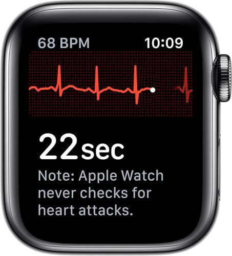 Apple Watch Series 4 (GPS + Cellulaire, 44MM) - Coque Acier Inoxydable Noir Sidéral avec Bracelet de Sport Noir (Reconditionné) – Image 6