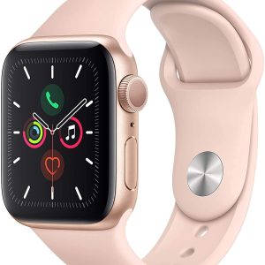 Apple Watch Series 5 (GPS, 40MM) Boîtier en Aluminium Or avec Bracelet Sport Sable Rose (Reconditionné)
