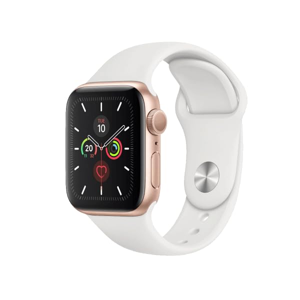 Apple Watch Series 5 (GPS, 40MM) - Or Aluminium Case avec Blanc Sport Band (Reconditionné)