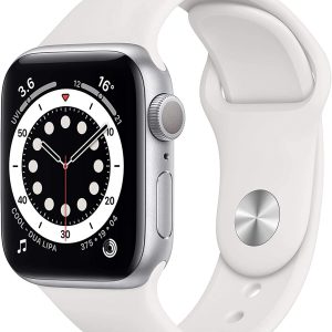 Apple Watch Series 6 (GPS, 40mm) Boîtier en Aluminium Argent avec Bracelet Sport Blanc (Reconditionné)