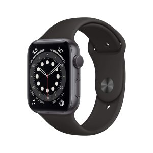 Apple Watch Series 6 (GPS, 44MM) Boîtier en Aluminium Gris Sidéral avec Bracelet Sport Noir (Reconditionné)
