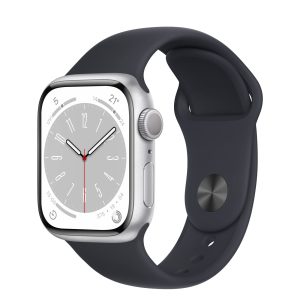 Apple Watch Series 8 (GPS, 41MM) - Argent Boîtier en Aluminium avec Minuit Bracelet Sport (Reconditionné)