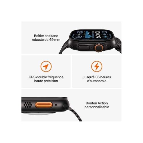 Apple Watch Ultra 2 (49 mm GPS + Cellular) Montre de Sport connectée avec Boîtier en Titane Naturel et Boucle Alpine Sahara (Large). Suivi de l’activité, GPS Haute précision, Neutre en Carbone – Image 5