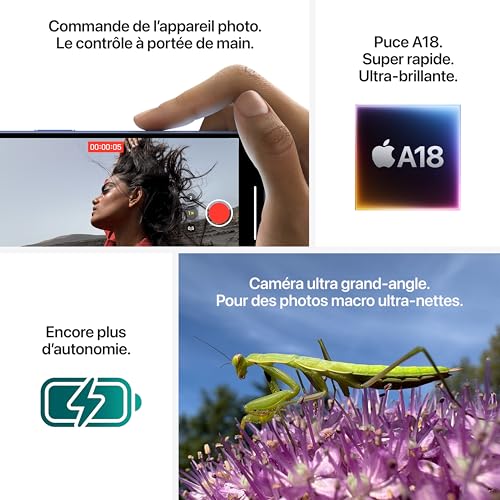 Apple iPhone 16 (128 Go) - Noir + Coque Transparente avec MagSafe - Noir – Image 6