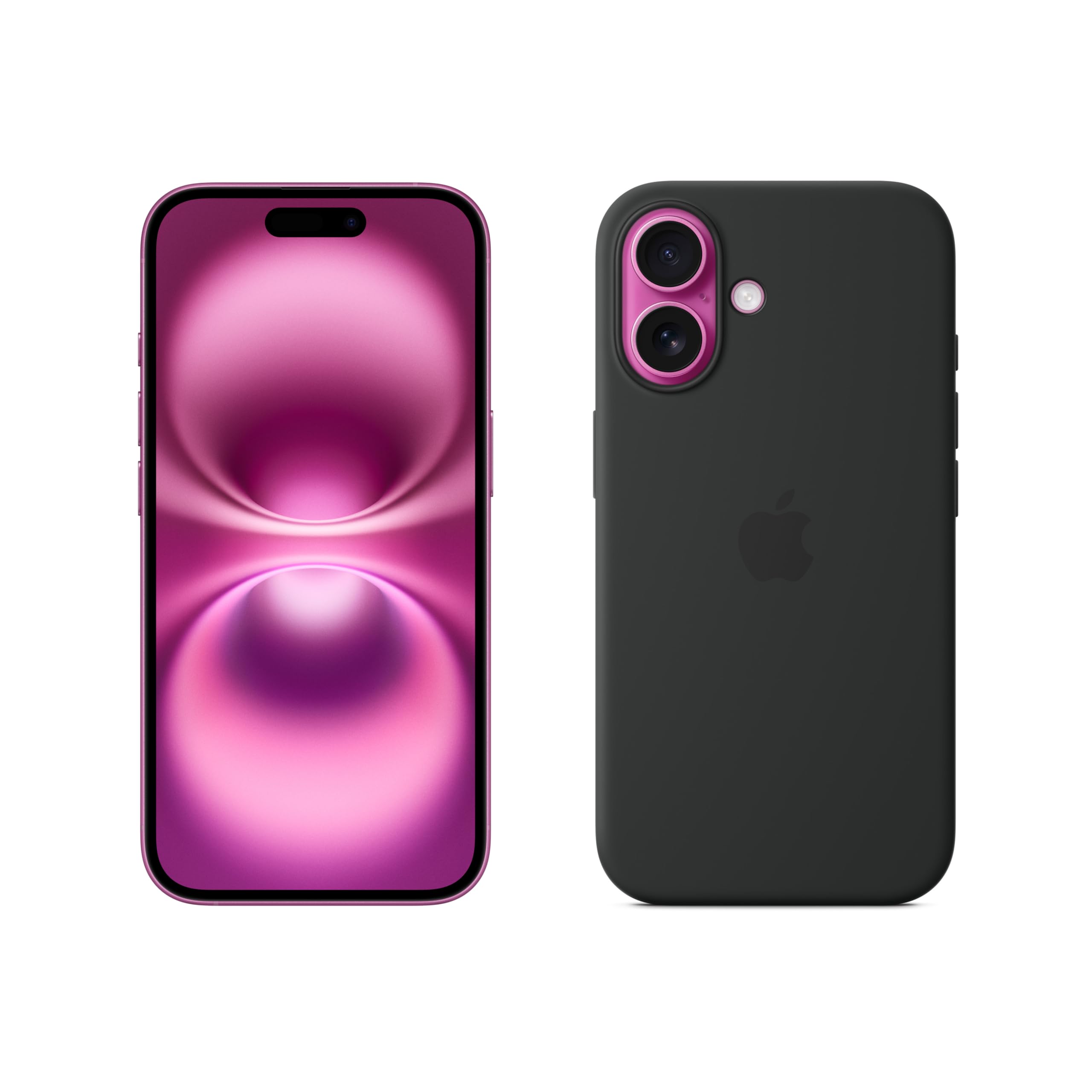 Apple iPhone 16 (128 Go) - Rose + Coque Transparente avec MagSafe - Noir