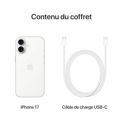 Apple iPhone 17 256 Go : Écran 6,3 pouces avec ProMotion, Puce A19, Caméra avant Center Stage, Meilleure résistance aux rayures, Autonomie d’une journée ; Blanc – Image 7