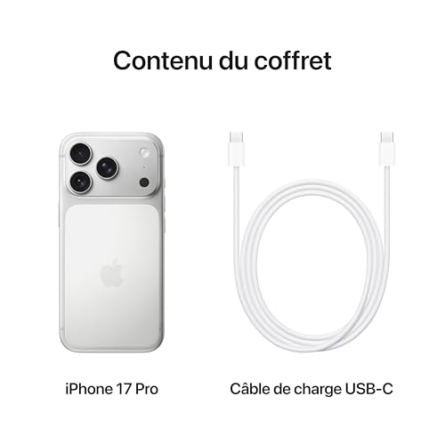 Apple iPhone 17 Pro 256 Go : Écran 6,3 pouces avec ProMotion jusqu’à 120 Hz, Puce A19 Pro, Autonomie prodigieuse, Système caméra Pro Fusion avec caméra avant Center Stage ; Argent – Image 7