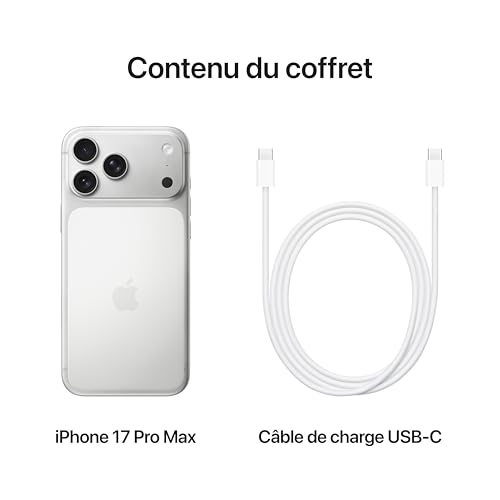 Apple iPhone 17 Pro Max 256 Go : Écran 6,9 Pouces, Puce A19 Pro, Autonomie Record sur iPhone, Système caméra Pro Fusion, Caméra Avant Center Stage ; Argent – Image 7
