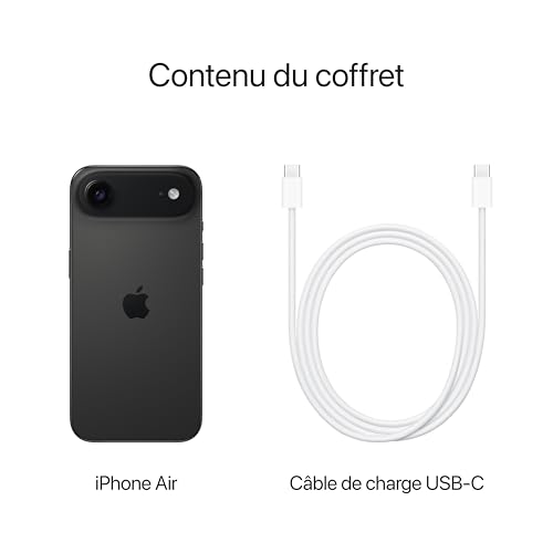 Apple iPhone Air 256 Go : Le Plus Fin des iPhone, Écran 6,5 Pouces Jusqu’à 120 Hz, Puissante Puce A19 Pro, Caméra Avant Center Stage, Autonomie d’Une journée, eSim ; Noir sidéral – Image 7