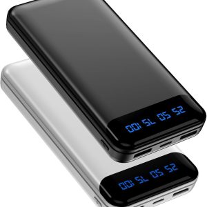 Batterie Externe Charge Rapide 2 Packs 16000mAh Slim Power Bank avec Affichage LED, Chargeur Portable Powerbank avec 2 Sorties USB 3A pour iPhone 15 14 13 Pro Max, Tablette Etc.
