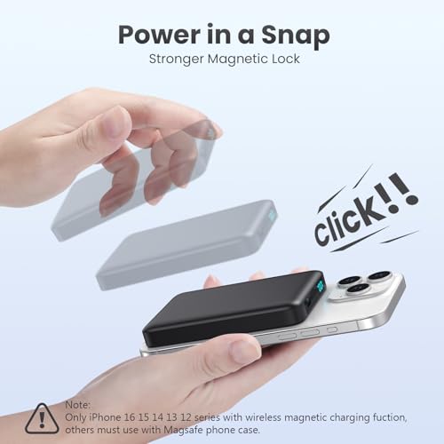 Batterie Externe Magnétique sans Fil 10800mAh, PD 20W Charge Rapide Power Bank Mag-Safe avec USB-C Entrée & Sortie écran LED Chargeur Portable Compatible avec iPhone 16/15/14/13 Serie - Nior – Image 5
