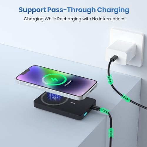 Batterie Externe Magnétique sans Fil 10800mAh, PD 20W Charge Rapide Power Bank Mag-Safe avec USB-C Entrée & Sortie écran LED Chargeur Portable Compatible avec iPhone 16/15/14/13 Serie - Nior – Image 7