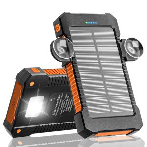 Batterie Externe Solaire 26 800 mAh avec Support à Ventouse, Chargeur Solaire 3 Ports pour Une Charge Rapide de 15 W, avec Lampe Torche/SOS/Stroboscope, Batterie Externe étanche pour Téléphone