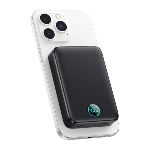 Batterie Externe for MagSafe, 10800mAh Magnétique sans Fil Power Bank USB C PD 25W Charge Rapide Chargeur Externe Portable avec écran LED pour iPhone 16/15/14/13/12/Pro/Max/Plus (Noir, 10800mAh) – Image 2