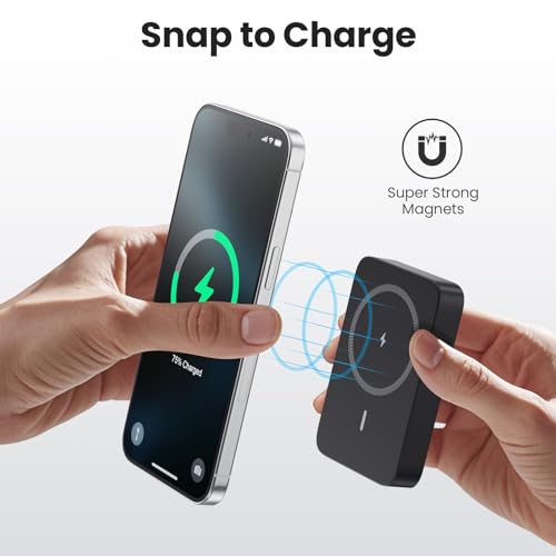 Batterie Externe for MagSafe, 10800mAh Magnétique sans Fil Power Bank USB C PD 25W Charge Rapide Chargeur Externe Portable avec écran LED pour iPhone 16/15/14/13/12/Pro/Max/Plus (Noir, 10800mAh) – Image 3