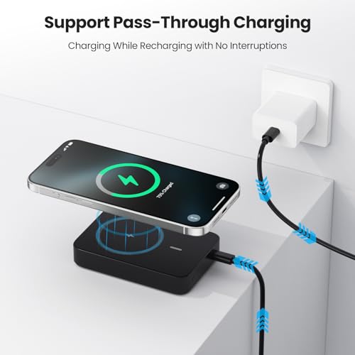 Batterie Externe for MagSafe, 10800mAh Magnétique sans Fil Power Bank USB C PD 25W Charge Rapide Chargeur Externe Portable avec écran LED pour iPhone 16/15/14/13/12/Pro/Max/Plus (Noir, 10800mAh) – Image 6
