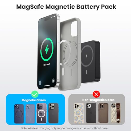 Batterie Externe for MagSafe, 10800mAh Magnétique sans Fil Power Bank USB C PD 25W Charge Rapide Chargeur Externe Portable avec écran LED pour iPhone 16/15/14/13/12/Pro/Max/Plus (Noir, 10800mAh) – Image 8