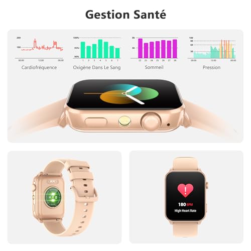 Blackview Montre Connectée Femme Homme, Torche Intégrée, Appel Bluetooth Podomètre Cardiofréquencemètre Oxymètre, Étanchéité IP68, Cycle Menstruel, Analyse du Sommeil, pour Android et iOS (Noire) – Image 6