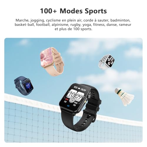 Blackview Montre Connectée Femme Homme, Torche Intégrée, Appel Bluetooth Podomètre Cardiofréquencemètre Oxymètre, Étanchéité IP68, Cycle Menstruel, Analyse du Sommeil, pour Android et iOS (Noire) – Image 7