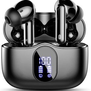 Btootos Écouteurs Bluetooth 5.3, Écouteur sans Fil avec 4 ENC Réduction Antibruit Mic Casque Bluetooth Hi-FI Son Stéréo, 36 Heures Durée de Lecture, IP7 Etanche, Écran LED, Contrôle Tactile