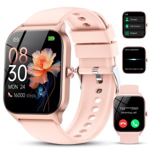 CASCHO Montre Connectée Femme Homme, 1.85" HD Smartwatch, 115+ Modes, Sport Tracker avec téléphonie Bluetooth,Montre Podomètre étanche IP68, Veille jusqu'à 30 Jours, iOS/Android - Rose