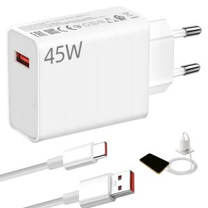 Chargeur 45W pour Xiaomi, 45W Chargeur pour Redmi Charge Rapide Turbo avec Câble USB C 1m Compatible avec Xiaomi Pad 6 5 Pad Pro Redmi Note 14 Note 13 Note 12S Note 12 POCO Pad POCO M6 Mi 10T