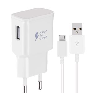 Chargeur + Micro USB Câble Compatible avec Samsung Galaxy S7 S6 Edge S4 S3 A6 J8 J7 J6 J5 J3 Note5 Note4 Note2 Tab S Tab S2, AFC Chargeur Rapide avec Câble 1.5m Android Universel - Blanc