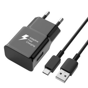 Chargeur Rapide Compatible avec Samsung Galaxy S10 S10+ S10e S9 S9+ S8 S8+ A20e A20 A21s A22 A32 A40 A41 A42 A50 A51 Tab A9 A9+ EP-TA200 USB Adaptive Fast Charging avec Câble Type C(Noir)