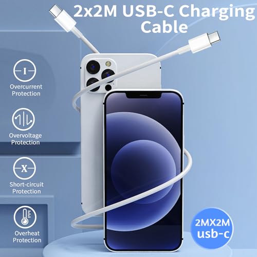 Chargeur USB C 20W, 2-Pack Prise USB C Chargeur Rapide avec 2x2m Câble USBC,Chargeur USBC Rapide pour iPhone 16 15 Plus Pro Max Samsung Galaxy iPad Huawei Xiaomi,Prise USBC – Image 4