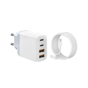 Chargeur USB C Rapide 40W, Prise avec Câble, 4 Ports Alimentation PD USB-C+USB-A Adaptateur pour iPhone 16/15/14/13, Téléphones Samsung S22 S23 S24, Bloc de Charge Rapide Plug Charger